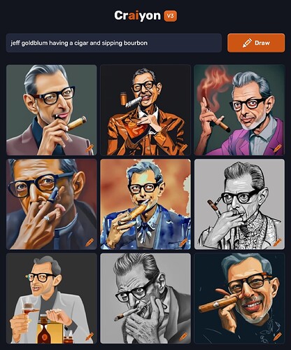 craiyon_122824_jeff_goldblum_having_a_cigar_and_sipping_bourbon