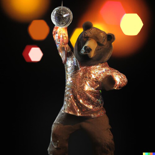 DALL·E 2022-08-02 14.06.12 - a photograph of a bear wearing a disco suit dancing in saturday night fever